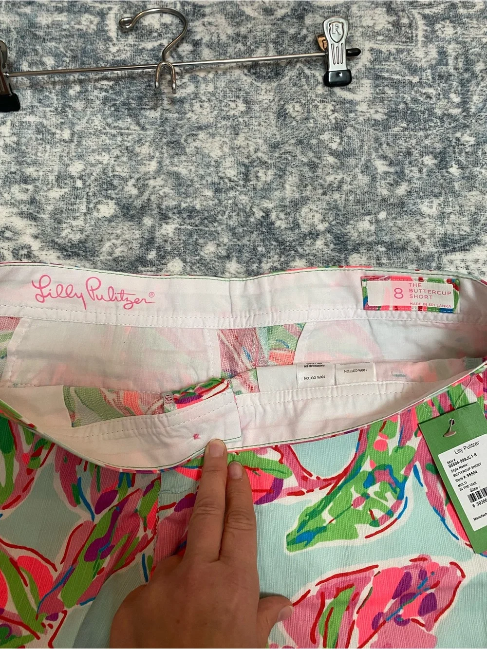 NWT Lilly Pulitzer Pink & Green Scallop-Hem High Waist Shorts - 8